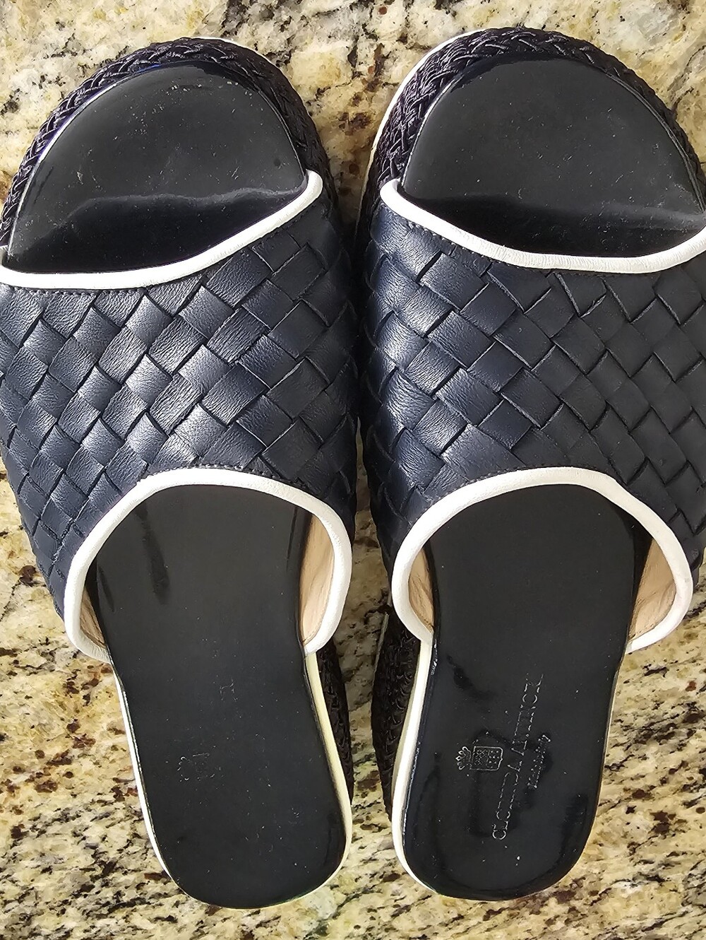 Clorinda Antinori woven leather platform slide sandals signature Italian Design - Picture 12 of 14